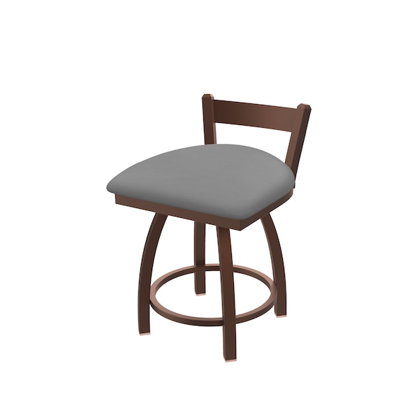 18" Low Back Swivel Vanity Stool, Bronze Finish, Canter Grey Seat